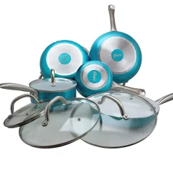 Alternative view of Oster Montecielo 9-Piece Aluminum Nonstick Cookware Set In Metallic Turquoise