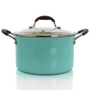 Cookware Oster Carrick 6 Qt. Round Aluminum Nonstick Dutch Oven In Mint With Glass Lid 1 Cookware Oster Carrick 6 Qt. Round Aluminum Nonstick Dutch Oven In Mint With Glass Lid -Weston Shop mint oster dutch ovens braisers 985113087m 64 1000