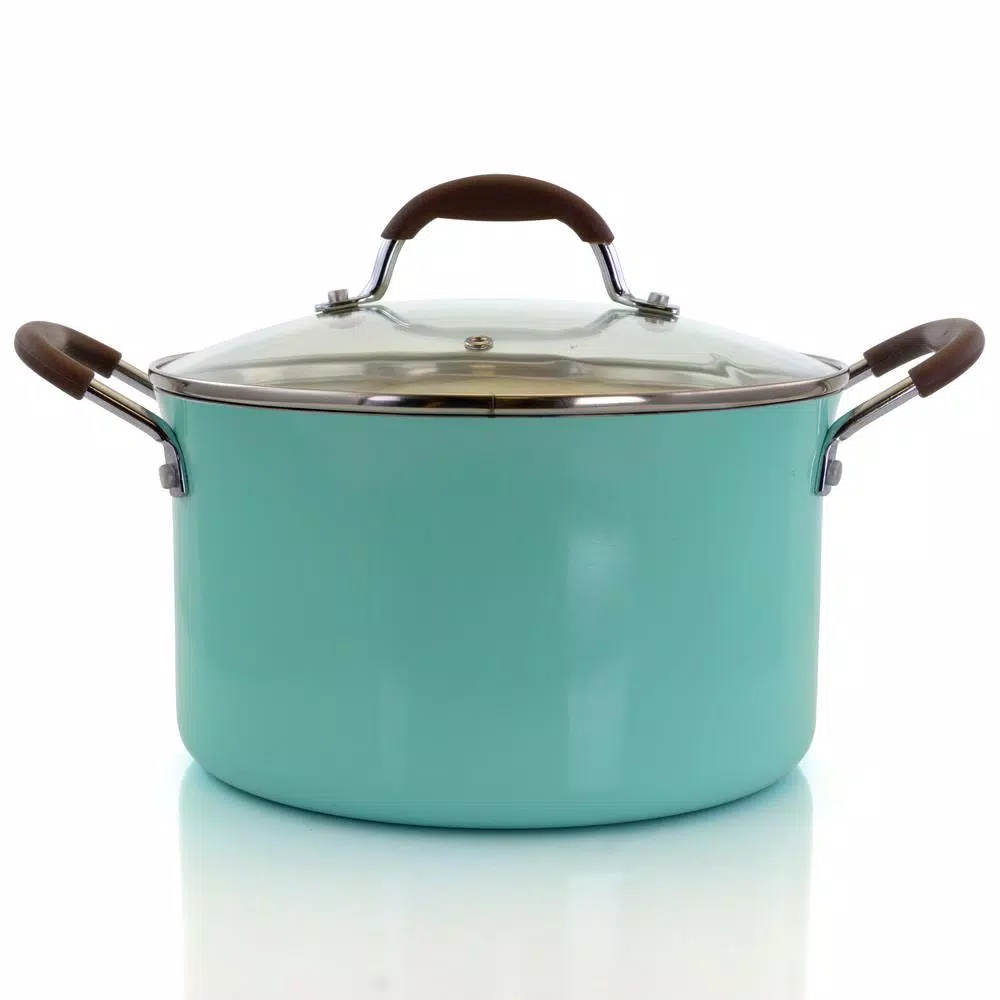 Cookware Oster Carrick 6 Qt. Round Aluminum Nonstick Dutch Oven In Mint With Glass Lid 3 Cookware Oster Carrick 6 Qt. Round Aluminum Nonstick Dutch Oven In Mint With Glass Lid