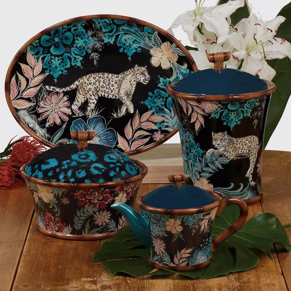 Cookware Certified International 24 Oz. Multi-Colored Exotic Jungle Teapot 4 Cookware Certified International 24 Oz. Multi-Colored Exotic Jungle Teapot - Image 2