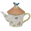 Cookware Certified International Spring Meadows 3.25-Cup Multi-Colored 3-D Bird House Teapot