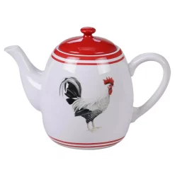 Cookware Certified International Homestead Rooster 4-Cup Multi-Colored Teapot