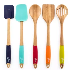 Kitchen Utensils Fiesta 5-Piece Bamboo And Silicone Utensil Set