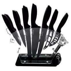 Cutlery NutriChef 17-Piece Stainless Steel Precision Kitchen Knife Set With Block Stand