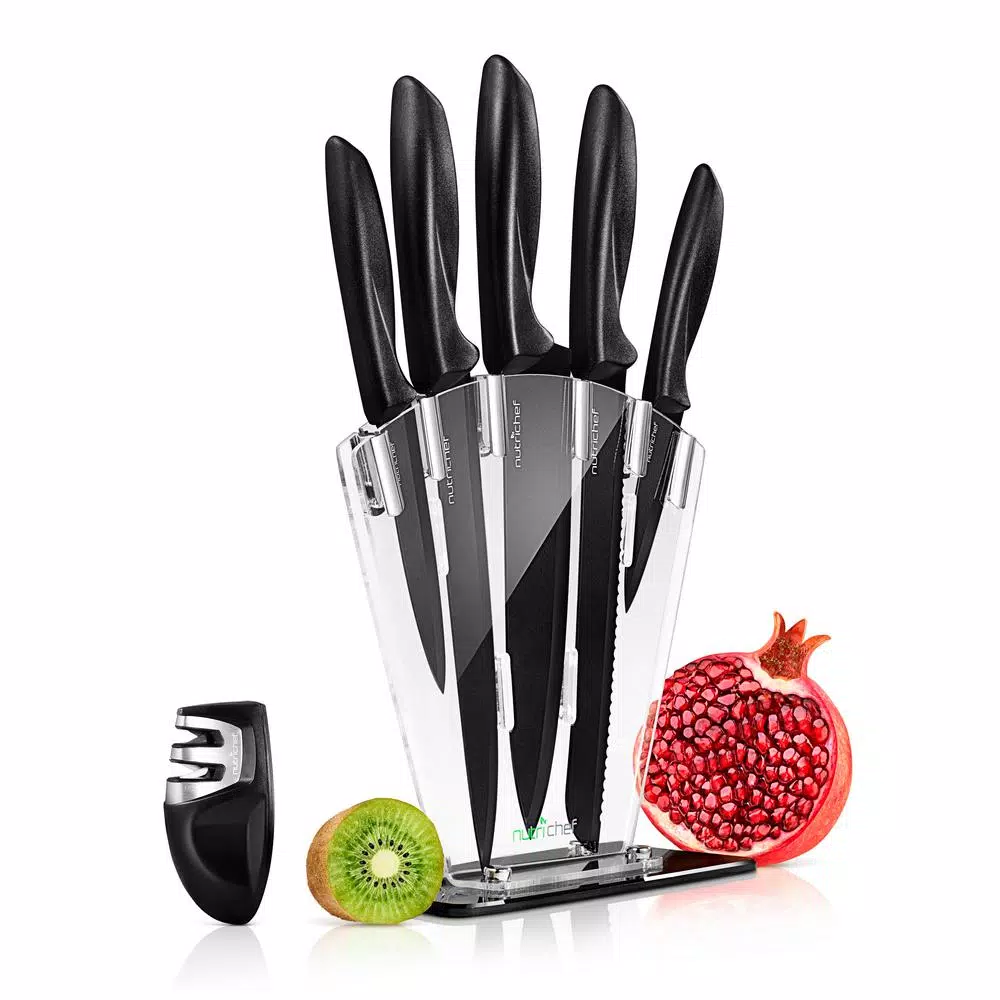 Cutlery NutriChef 7-Piece Stainless Steel Precision Kitchen Knife Set With Block Stand - Image 3