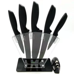 Cutlery NutriChef 7-Piece Stainless Steel Precision Kitchen Knife Set With Block Stand