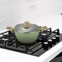 Alternative view of Bakeware AMERCOOK Olive Stone 3 Qt. Round Casserole Dish In Avocado Green With Glass Lid