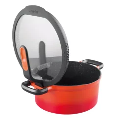 Bakeware BergHOFF GEM Stay Cool 3 Qt. Cast Aluminum Nonstick Casserole Dish In Orange With Glass Lid -Weston Shop orange berghoff casserole dishes 2307401 1f 1000