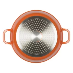 Cookware MasterPan Enamel 3 Qt. Round Cast Aluminum Nonstick Casserole Dish In Orange With Lid 8 Cookware MasterPan Enamel 3 Qt. Round Cast Aluminum Nonstick Casserole Dish In Orange With Lid -Weston Shop orange masterpan dutch ovens braisers mp 126 4f 1000