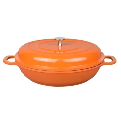Cookware MasterPan Enamel 3 Qt. Round Cast Aluminum Nonstick Casserole Dish In Orange With Lid 7 Cookware MasterPan Enamel 3 Qt. Round Cast Aluminum Nonstick Casserole Dish In Orange With Lid -Weston Shop orange masterpan dutch ovens braisers mp 126 c3 1000