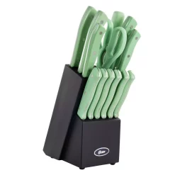 Cutlery Oster Evansville 14 -Piece Stainless Steel Knife Set With Storage Block In Turquoise