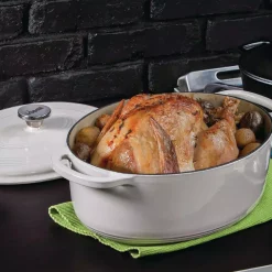 Cookware Lodge Enamelware 7 Qt. Oval Cast Iron Dutch Oven In Oyster White With Lid 7 Cookware Lodge Enamelware 7 Qt. Oval Cast Iron Dutch Oven In Oyster White With Lid -Weston Shop oyster white lodge dutch ovens braisers ec7od13 c3 1000