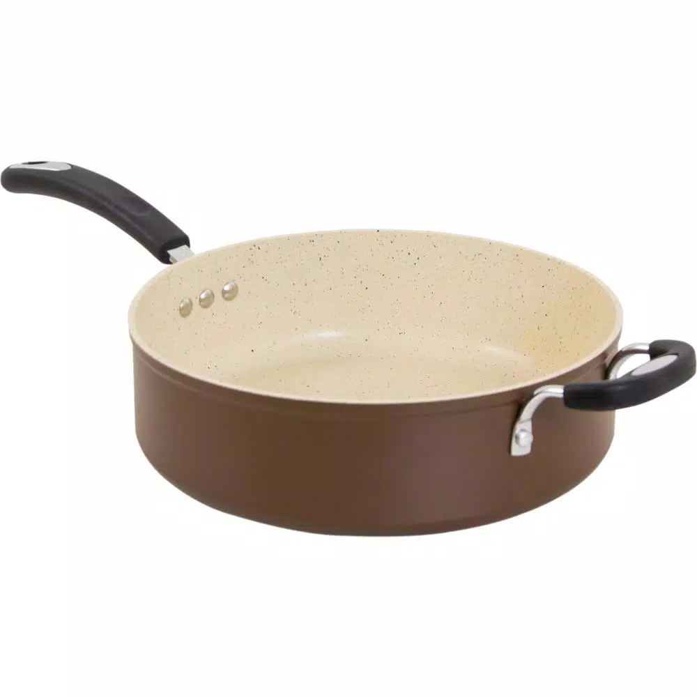 Cookware Ozeri Stone Earth 5.3 Qt. Aluminum Ceramic Nonstick Sauce Pan In Coconut Brown With Glass Lid 7 Cookware Ozeri Stone Earth 5.3 Qt. Aluminum Ceramic Nonstick Sauce Pan In Coconut Brown With Glass Lid - Image 5
