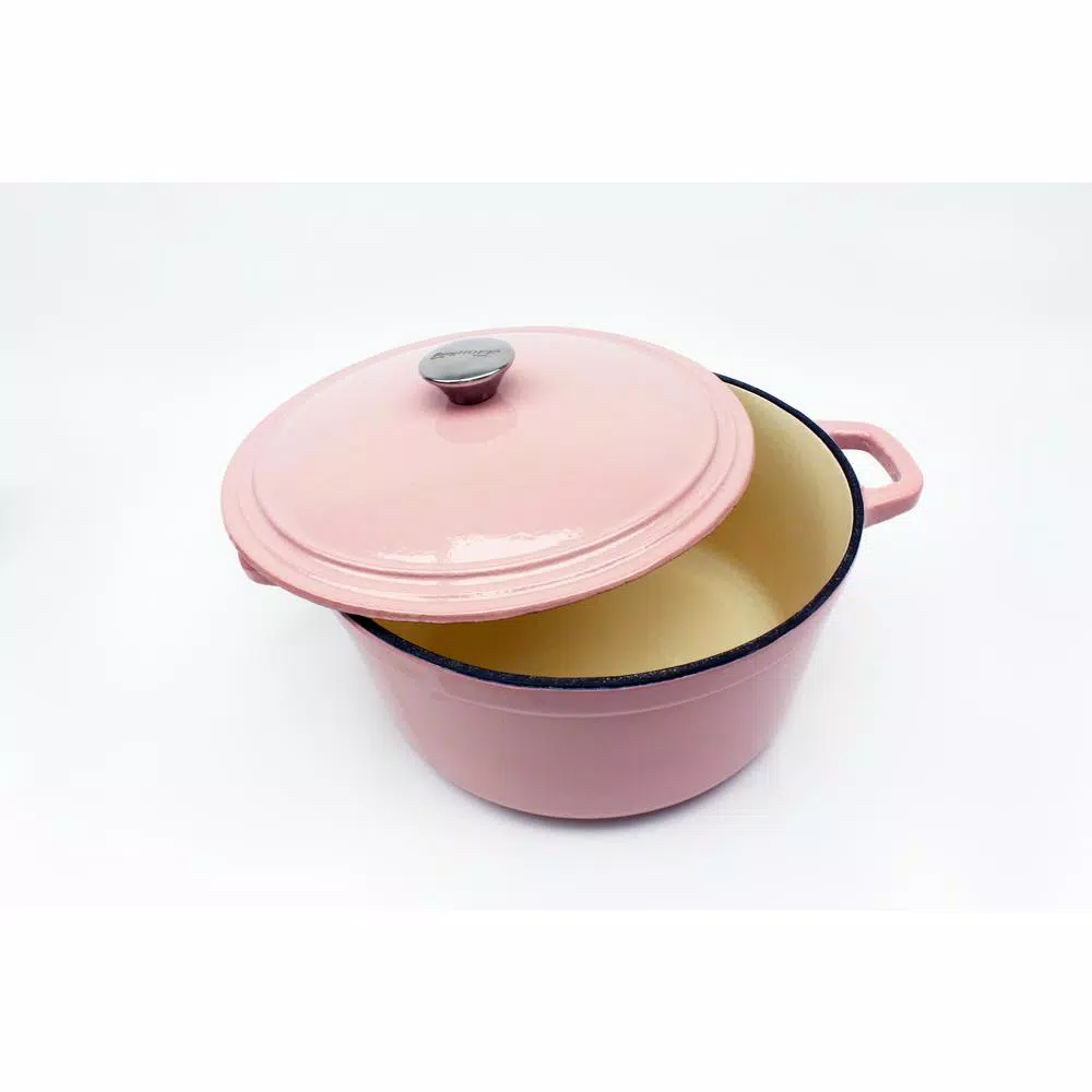 Bakeware BergHOFF Neo 7 Qt. Round Cast Iron Casserole Dish In Pink With Lid 6 Bakeware BergHOFF Neo 7 Qt. Round Cast Iron Casserole Dish In Pink With Lid - Image 4