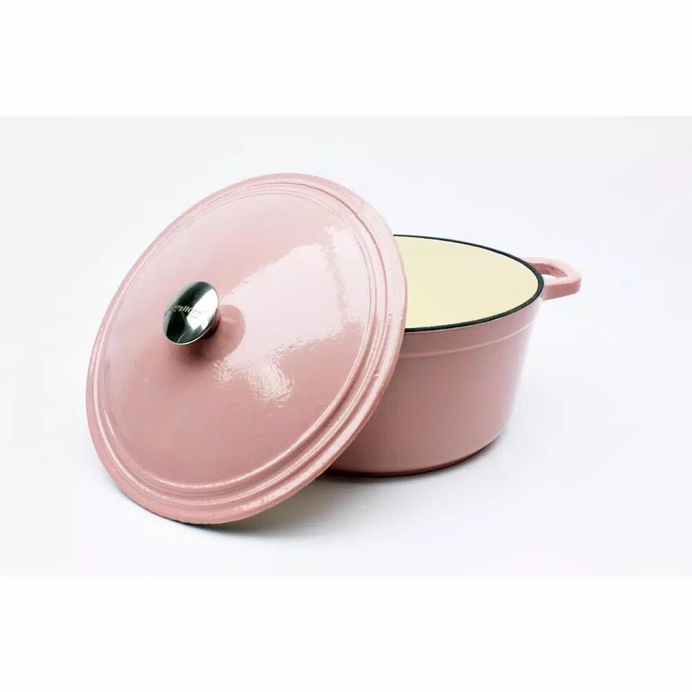 Bakeware BergHOFF Neo 7 Qt. Round Cast Iron Casserole Dish In Pink With Lid 5 Bakeware BergHOFF Neo 7 Qt. Round Cast Iron Casserole Dish In Pink With Lid - Image 3