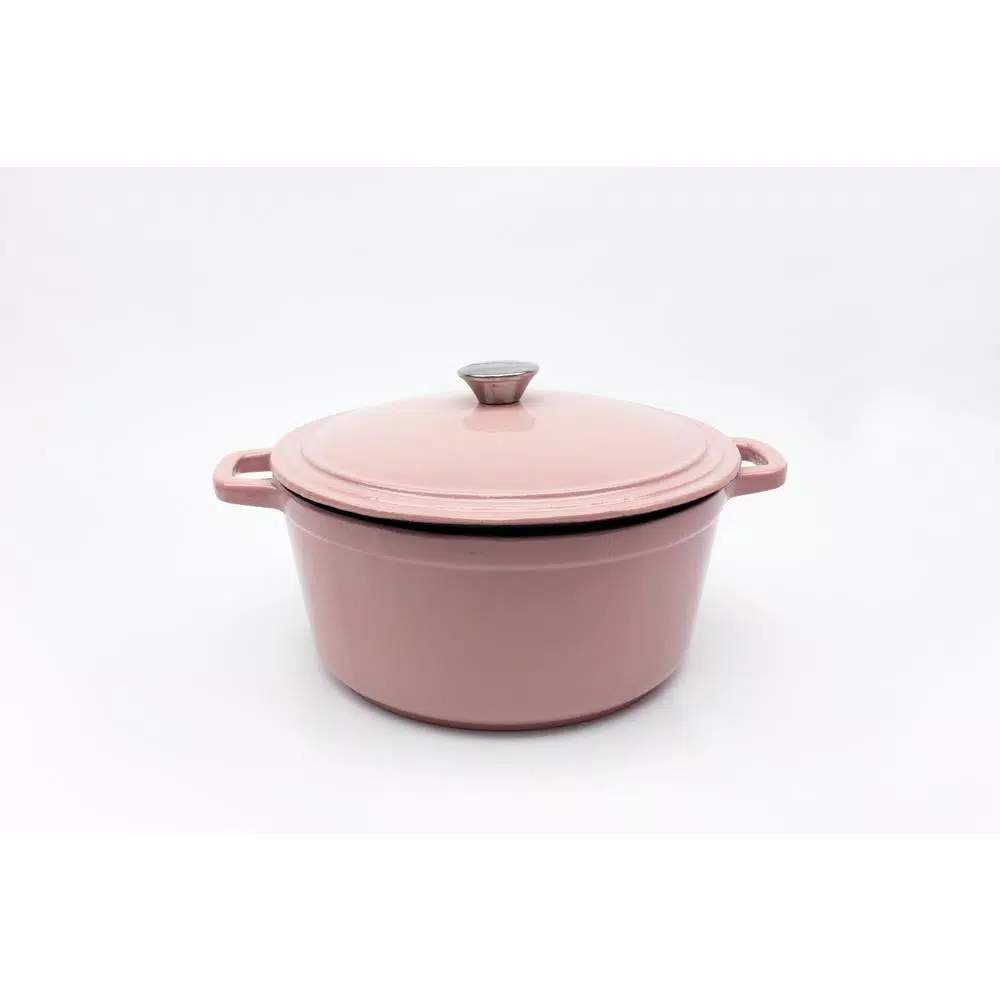 Bakeware BergHOFF Neo 7 Qt. Round Cast Iron Casserole Dish In Pink With Lid 3 Bakeware BergHOFF Neo 7 Qt. Round Cast Iron Casserole Dish In Pink With Lid