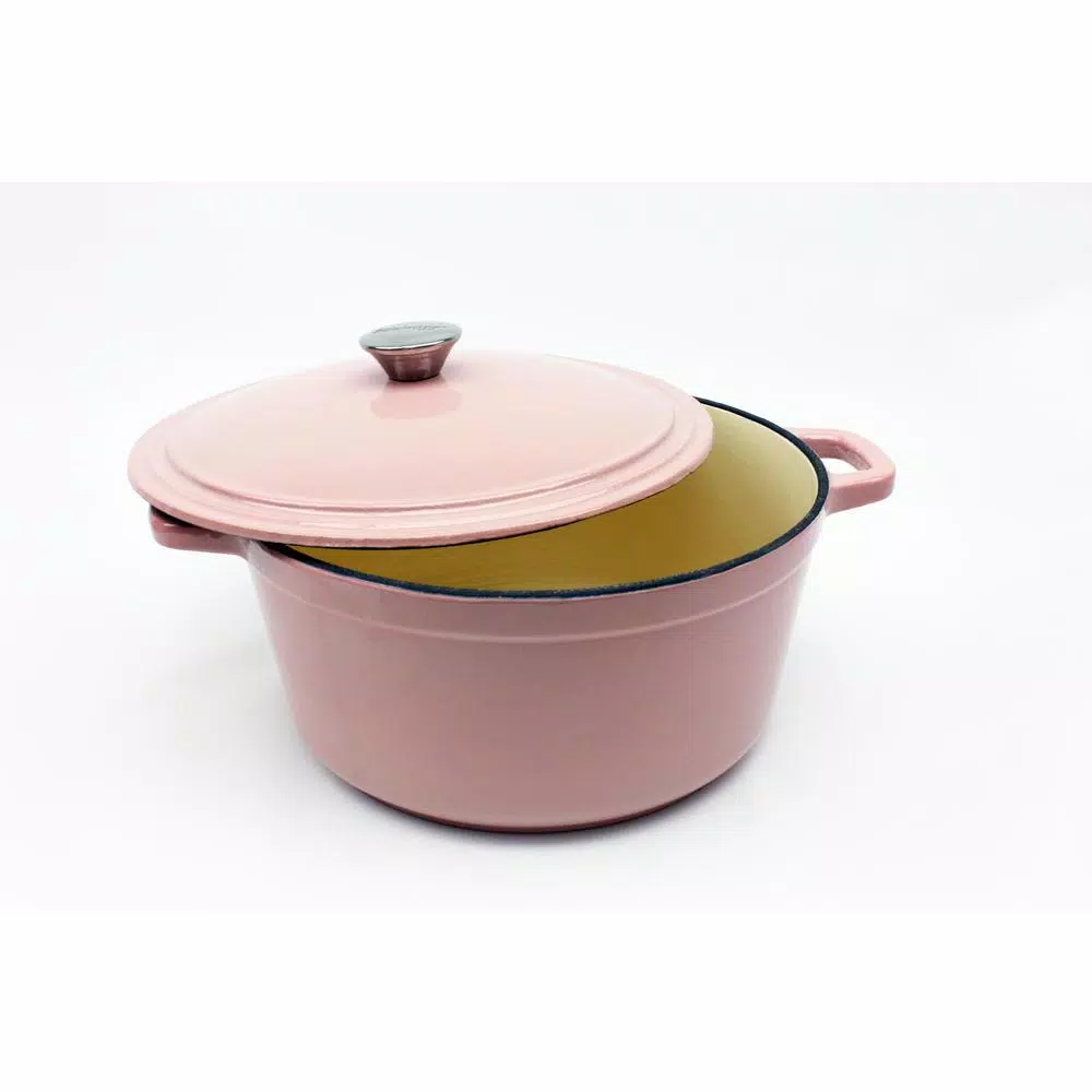 Bakeware BergHOFF Neo 7 Qt. Round Cast Iron Casserole Dish In Pink With Lid 4 Bakeware BergHOFF Neo 7 Qt. Round Cast Iron Casserole Dish In Pink With Lid - Image 2