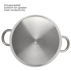 Cookware Ecolution Pure Intentions 5 Qt. Round Stainless Steel Dutch Oven In Polished Stainless Steel With Glass Lid -Weston Shop polished stainless steel ecolution dutch ovens braisers estl 4505 fa 1000