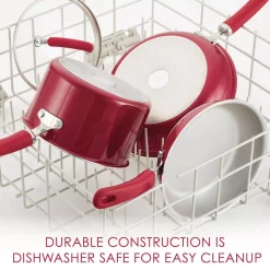 Cookware Rachael Ray 3 Qt. Create Delicious Aluminum Nonstick Steam Set, Red Shimmer 11 Cookware Rachael Ray 3 Qt. Create Delicious Aluminum Nonstick Steam Set, Red Shimmer -Weston Shop rachael ray stock pots 12158 1f 1000