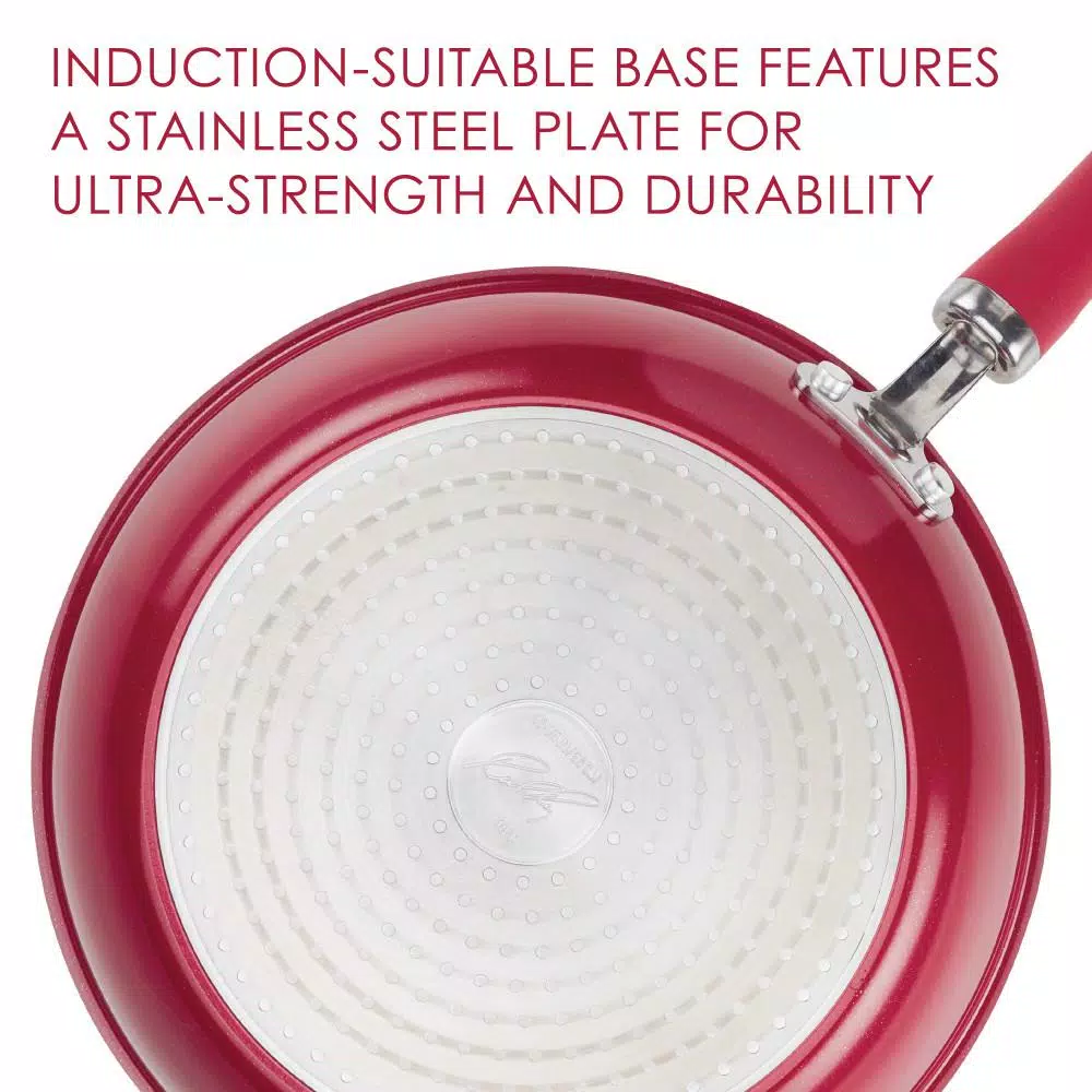Cookware Rachael Ray 3 Qt. Create Delicious Aluminum Nonstick Steam Set, Red Shimmer 5 Cookware Rachael Ray 3 Qt. Create Delicious Aluminum Nonstick Steam Set, Red Shimmer - Image 3