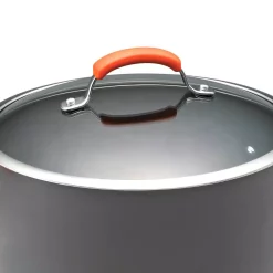 Cookware Rachael Ray Classic Brights 10 Qt. Hard-Anodized Aluminum Nonstick Stock Pot In Orange And Gray With Glass Lid -Weston Shop rachael ray stock pots 87497 4f 1000