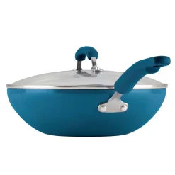 Cookware Rachael Ray Classic Brights 11 In. Aluminum Nonstick Stir Fry Pan In Marine Blue Gradient With Glass Lid 9 Cookware Rachael Ray Classic Brights 11 In. Aluminum Nonstick Stir Fry Pan In Marine Blue Gradient With Glass Lid -Weston Shop rachael ray woks stir fry pans 17648 66 1000