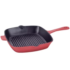 Cookware AMERCOOK LA PLURIEL 10 In. Cast Iron Nonstick Grill Pan In Red 11 Cookware AMERCOOK LA PLURIEL 10 In. Cast Iron Nonstick Grill Pan In Red -Weston Shop red amercook griddles grill pans ac 0826r 44 1000
