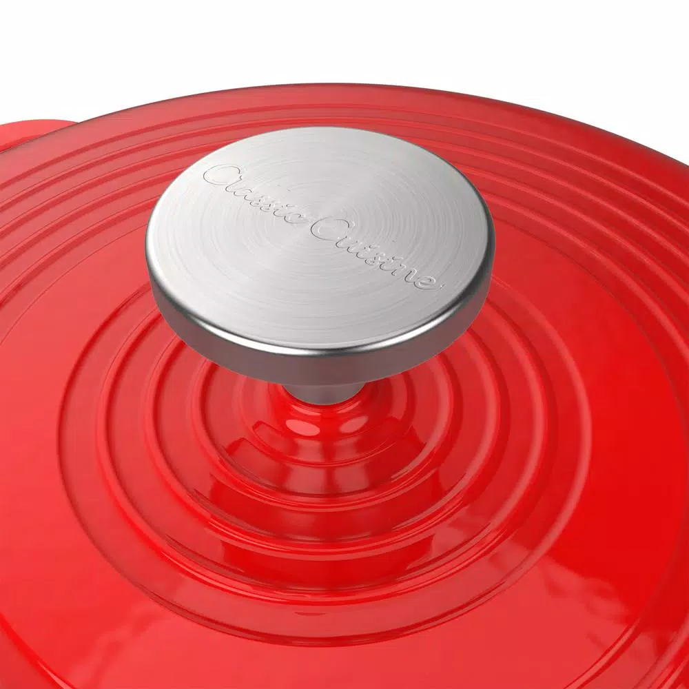 Cookware Classic Cuisine 3 Qt. Round Cast Iron Nonstick Casserole Dish In Red With Lid 6 Cookware Classic Cuisine 3 Qt. Round Cast Iron Nonstick Casserole Dish In Red With Lid - Image 4
