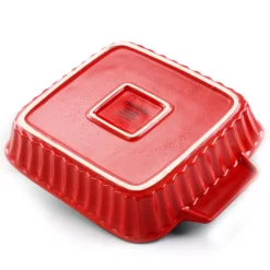 Alternative view of Bakeware Crock-Pot Denhoff Ribbed 8 In. Square Stoneware Nonstick Casserole Dish In Red