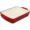 Cookware Sunnydaze Decor Cast Iron Deep Baking Dish Roaster Pan With Red Enameled 1 Cookware Sunnydaze Decor Cast Iron Deep Baking Dish Roaster Pan With Red Enameled -Weston Shop red enamel sunnydaze decor roasting pans aci 146 64 1000