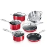 GRANITESTONE 10-Piece Aluminum Red Ultra-Durable Non-Stick Diamond Infused Cookware Set With Glass Lids -Weston Shop red granitestone cookware sets 7208 64 1000