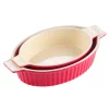MALACASA 2-Piece Red Oval Porcelain Bakeware Set 9.5 In. And 11.25 In. Baking Dish Pans