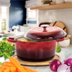 Bakeware MegaChef MegaChef 5 Qt. Round Enameled Cast Iron Casserole In Red With Lid 13 Bakeware MegaChef MegaChef 5 Qt. Round Enameled Cast Iron Casserole In Red With Lid -Weston Shop red megachef casserole dishes 985112873m 31 1000