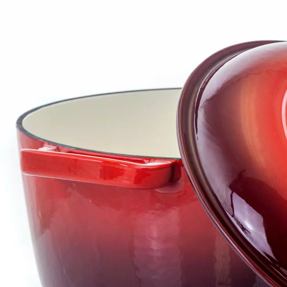 Bakeware MegaChef MegaChef 5 Qt. Round Enameled Cast Iron Casserole In Red With Lid 7 Bakeware MegaChef MegaChef 5 Qt. Round Enameled Cast Iron Casserole In Red With Lid - Image 5