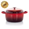 Bakeware MegaChef MegaChef 5 Qt. Round Enameled Cast Iron Casserole In Red With Lid -Weston Shop red megachef casserole dishes 985112873m 64 1000