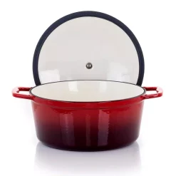 Alternative view of Bakeware MegaChef MegaChef 4 Qt. Round Enameled Cast Iron Casserole In Red With Lid