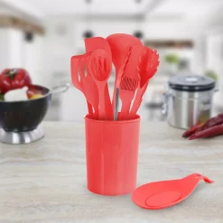 Kitchen Utensils MegaChef Red Silicone Cooking Utensils (Set Of 12) 14 Kitchen Utensils MegaChef Red Silicone Cooking Utensils (Set Of 12) -Weston Shop red megachef kitchen utensil sets 985114348m fa 1000