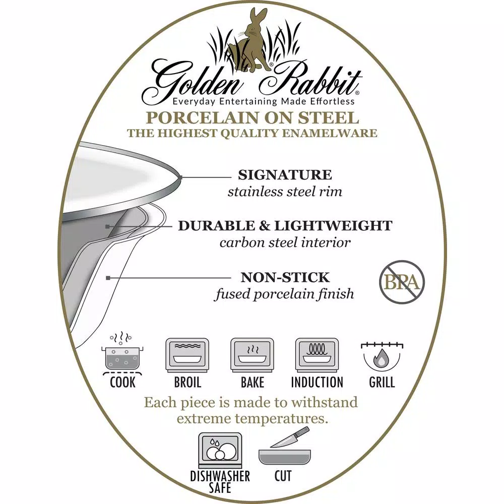 Cookware Golden Rabbit Sea Glass 10.5 Qt. Enamelware Roasting Pan With Lid 4 Cookware Golden Rabbit Sea Glass 10.5 Qt. Enamelware Roasting Pan With Lid - Image 2