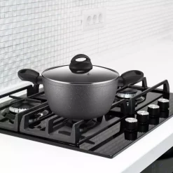 Alternative view of Bakeware AMERCOOK Lava Stone 1.25 Qt. Aluminum Nonstick Casserole Dish In Gray With Glass Lid