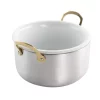 Cookware Gibson Home Noble Taste 0.81 Qt. Round Stainless Steel Dutch Oven In Silver -Weston Shop silver gibson home dutch ovens braisers 985114007m 64 1000