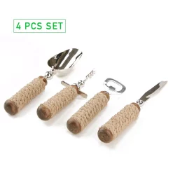 Alternative view of Kitchen Utensils Mind Reader Rope Bar Utensil Set Silver Bottle Opener, Corkscrew, Ice Scoop And Knife 4-Piece Bar Tool Set