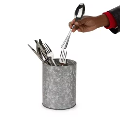 Kitchen Utensils Mind Reader Silver Galvanized Utensil Holder Kitchen Condiment Organizer -Weston Shop silver mind reader utensil holders 2utenga sil c3 1000