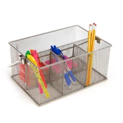 Mind Reader Silver Storage Basket/Holder For Kitchen Utensils And Office Supplies