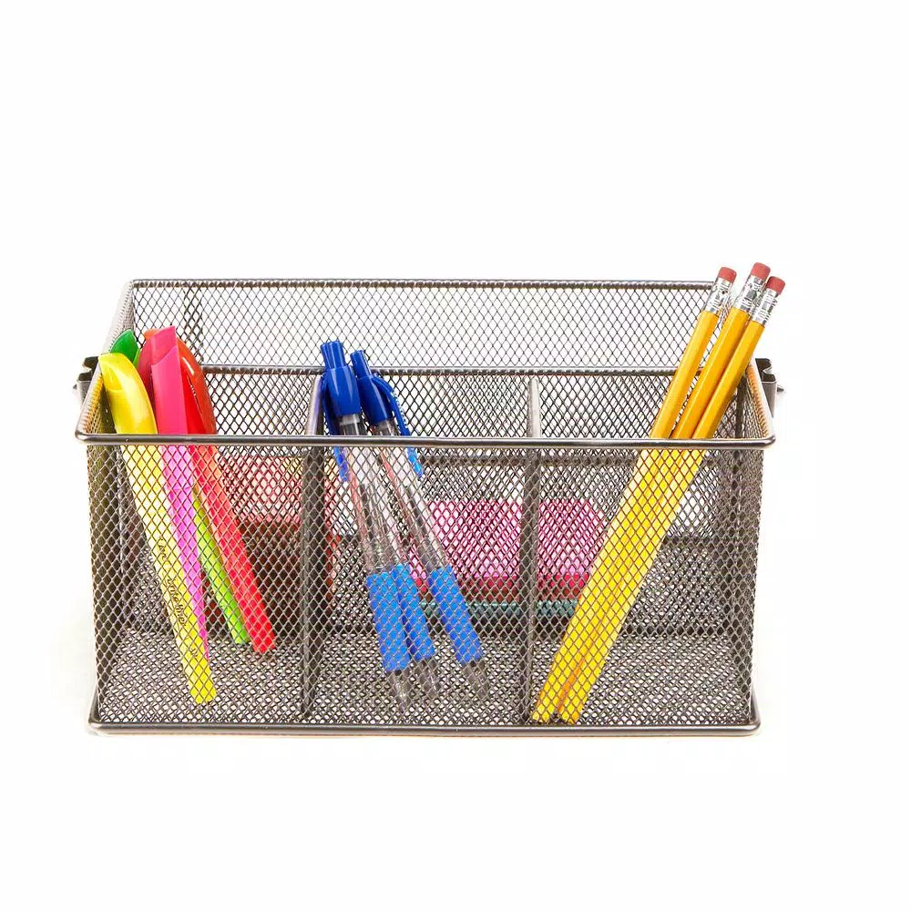 Mind Reader Silver Storage Basket/Holder For Kitchen Utensils And Office Supplies 4 Mind Reader Silver Storage Basket/Holder For Kitchen Utensils And Office Supplies - Image 2
