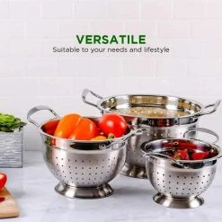 Kitchen Gadgets & Tools Ovente Dishwasher-Safe Stainless Steel Colander Set (3-Piece) (1.5 Qt., 3qt., 5qt.) 11 Kitchen Gadgets & Tools Ovente Dishwasher-Safe Stainless Steel Colander Set (3-Piece) (1.5 Qt., 3qt., 5qt.) -Weston Shop silver ovente colanders c46263s c3 1000