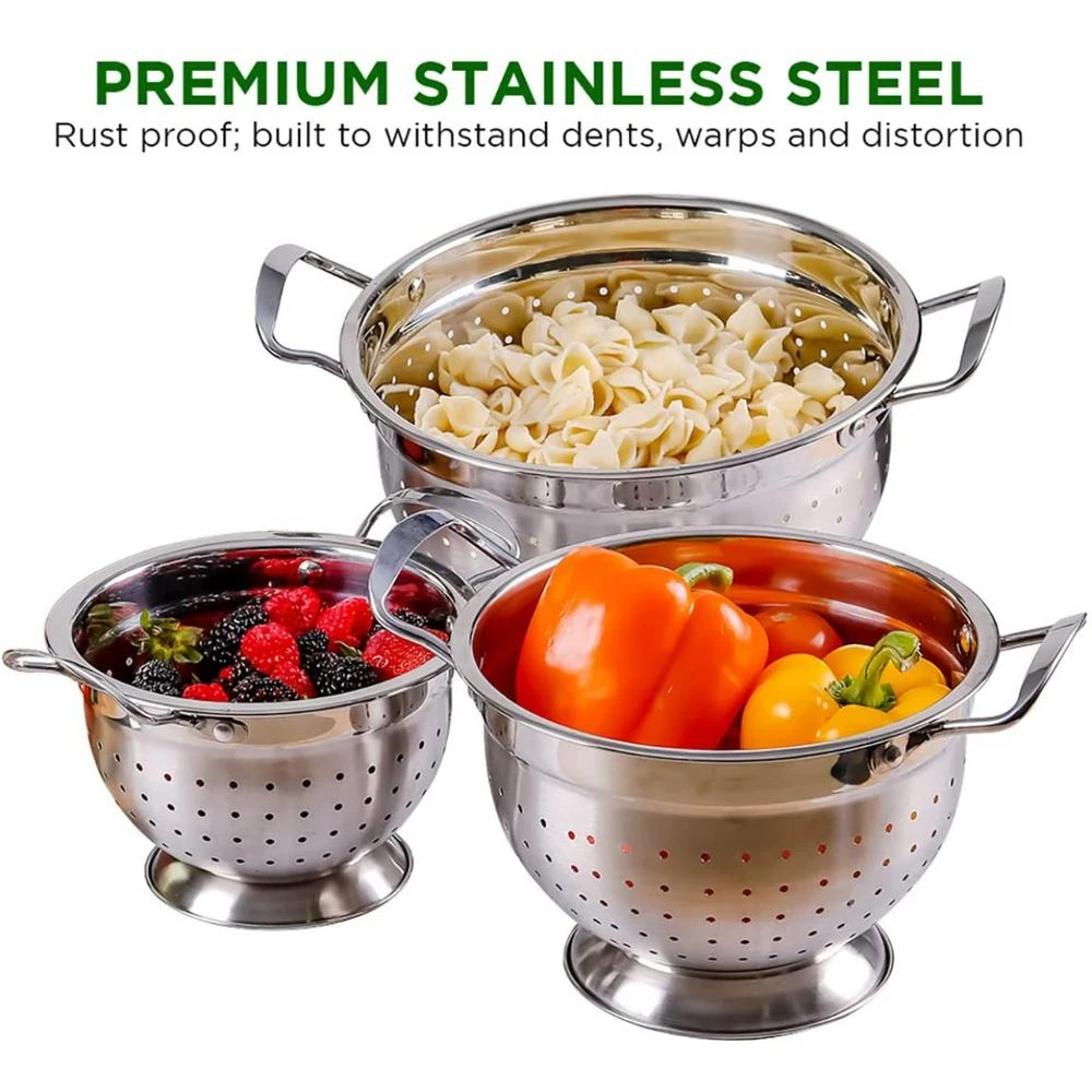 Kitchen Gadgets & Tools Ovente Dishwasher-Safe Stainless Steel Colander Set (3-Piece) (1.5 Qt., 3qt., 5qt.) 8 Kitchen Gadgets & Tools Ovente Dishwasher-Safe Stainless Steel Colander Set (3-Piece) (1.5 Qt., 3qt., 5qt.) - Image 6