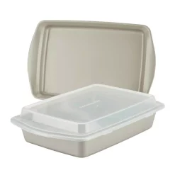 Rachael Ray 3-Piece Nonstick Bakeware In Silver With Swing Lid Pan Set