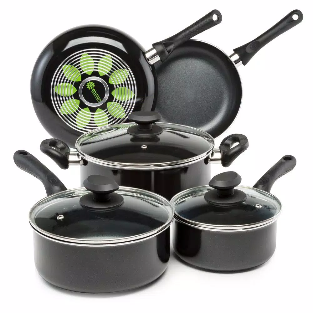Ecolution Artistry 8-Piece Aluminum Nonstick Cookware Set In Slate 3 Ecolution Artistry 8-Piece Aluminum Nonstick Cookware Set In Slate