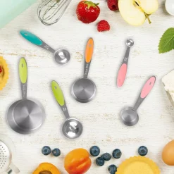Bakeware Classic Cuisine 10-Piece Stainless Steel With Silicone Measuring Cups And Spoons Set 11 Bakeware Classic Cuisine 10-Piece Stainless Steel With Silicone Measuring Cups And Spoons Set -Weston Shop stainless steel classic cuisine measuring cups measuring spoons hw031030 31 1000