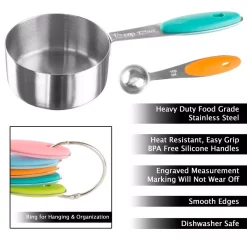 Bakeware Classic Cuisine 10-Piece Stainless Steel With Silicone Measuring Cups And Spoons Set 9 Bakeware Classic Cuisine 10-Piece Stainless Steel With Silicone Measuring Cups And Spoons Set -Weston Shop stainless steel classic cuisine measuring cups measuring spoons hw031030 4f 1000